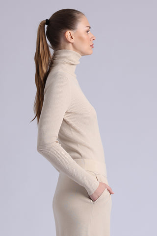 Viscose Ribbed Shirred Mock