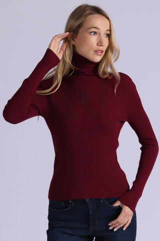 Viscose Ribbed Shirred Mock