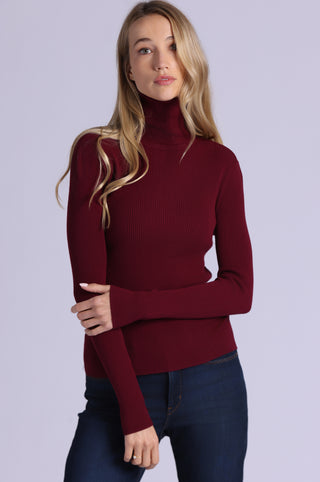 Viscose Ribbed Shirred Mock