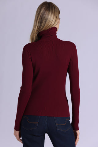 Viscose Ribbed Shirred Mock