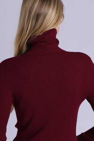 Viscose Ribbed Shirred Mock