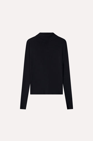 Viscose Ribbed Shirred Mock