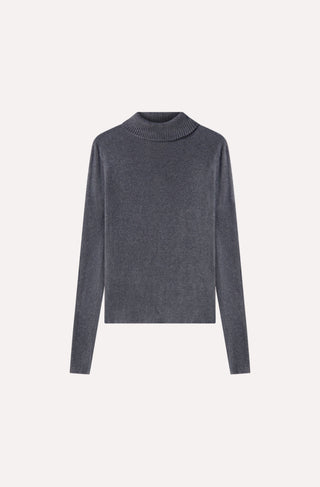 Viscose Ribbed Shirred Mock