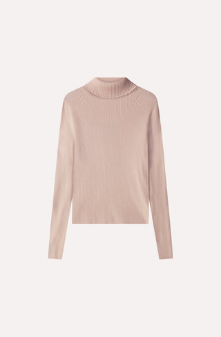 Viscose Ribbed Shirred Mock