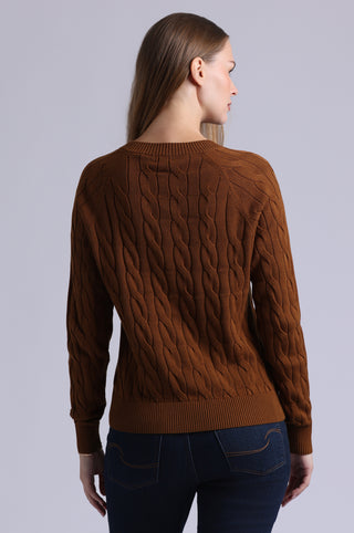 Cotton Classic Cable V Neck