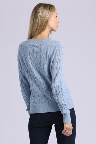 Cotton Classic Cable V Neck