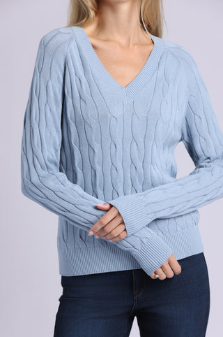 Cotton Classic Cable V Neck