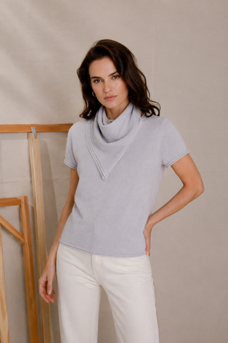 Cashmere Neckerchief Scarf with Eyelash Fringe