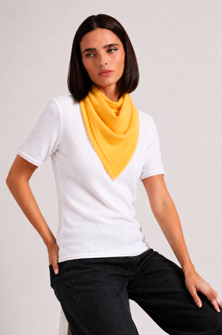 Cashmere Neckerchief Scarf with Eyelash Fringe