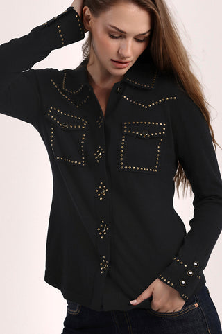 Cotton Cashmere Hot Fix Button Down Shirt