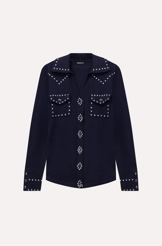 Cotton Cashmere Hot Fix Button Down Shirt