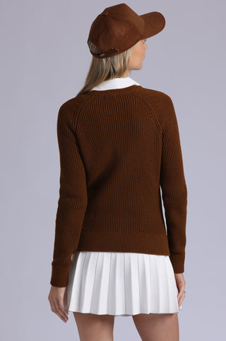 Cotton Cashmere Shaker Crew with Fashioning