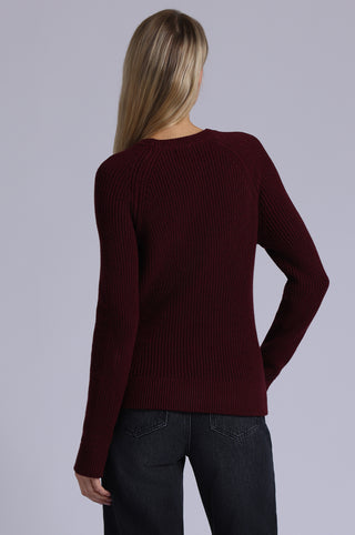 Cotton Cashmere Shaker Crew with Fashioning