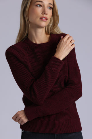 Cotton Cashmere Shaker Crew with Fashioning