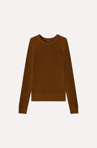 Cotton Cashmere Shaker Crew with Fashioning