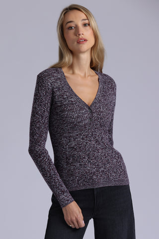 Supima Cotton Cashmere Rib Marled Henley
