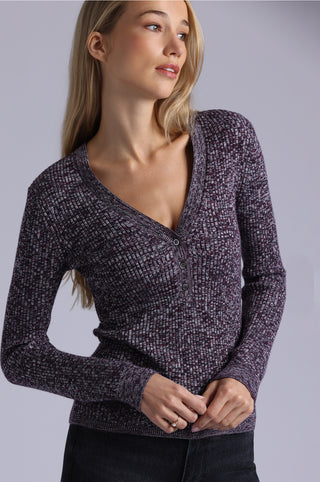 Supima Cotton Cashmere Rib Marled Henley