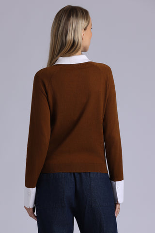 Cotton Cashmere Layered Polo Top