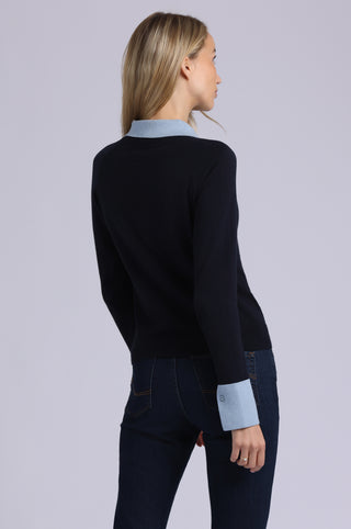 Cotton Cashmere Layered Polo Top