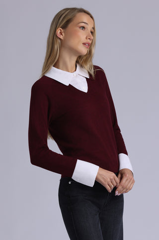 Cotton Cashmere Layered Polo Top