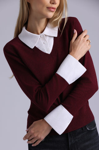 Cotton Cashmere Layered Polo Top