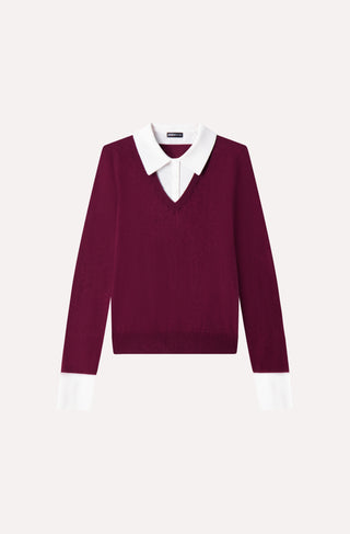 Cotton Cashmere Layered Polo Top