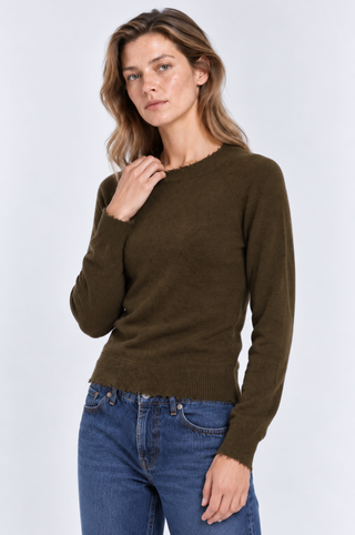 Cotton Cashmere Frayed Edge Crew
