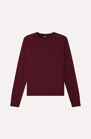 Cotton Cashmere Power Shoulder Long Sleeve Crew