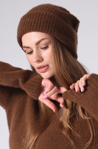 Luxe Boucle Ribbed Beanie Hat