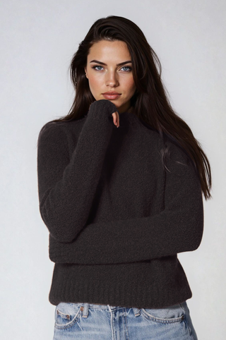 Luxe Boucle Power Shoulder Crew