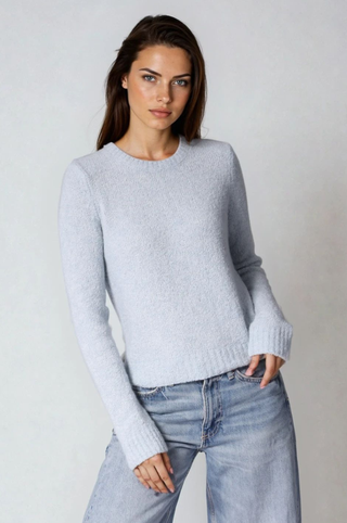 Luxe Boucle Power Shoulder Crew