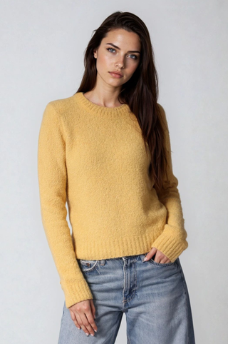 Luxe Boucle Power Shoulder Crew