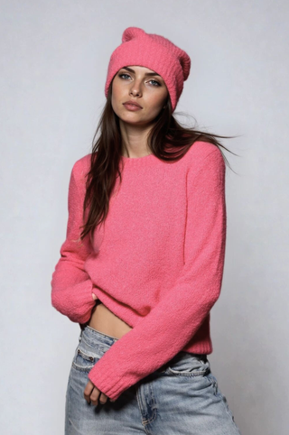 Luxe Boucle Power Shoulder Crew