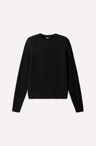 Luxe Boucle Power Shoulder Crew