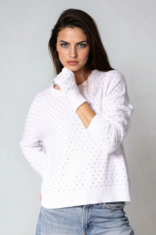 Cotton Cashmere Rhinestone Fingerless Gloves