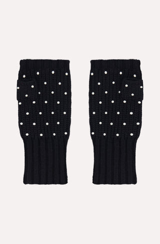 Cotton Cashmere Rhinestone Fingerless Gloves