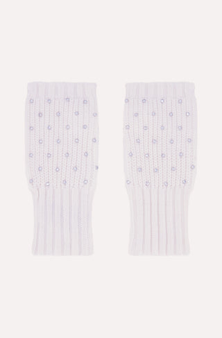 Cotton Cashmere Rhinestone Fingerless Gloves