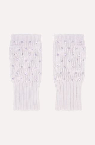 Cotton Cashmere Rhinestone Fingerless Gloves