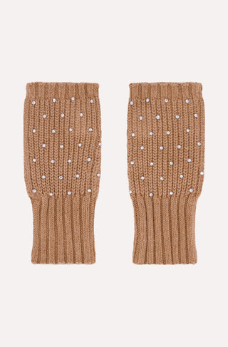 Cotton Cashmere Rhinestone Fingerless Gloves