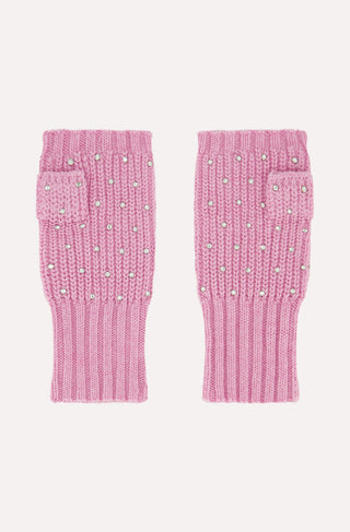 Cotton Cashmere Rhinestone Fingerless Gloves