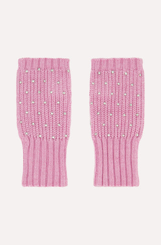 Cotton Cashmere Rhinestone Fingerless Gloves