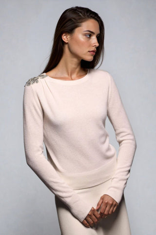 Cashmere Top with Shoulder Embellishment