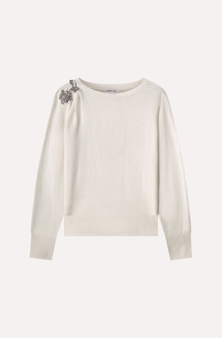 Cashmere Top with Shoulder Embellishment