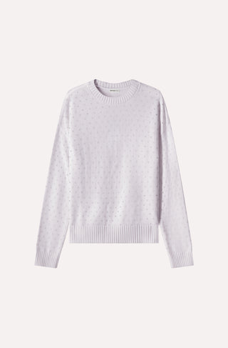 Cotton Cashmere Boxy Rhinestone Crew