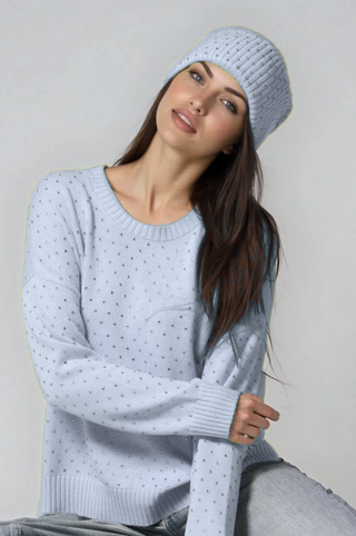 Cotton Cashmere Rhinestone Shaker Beanie Hat