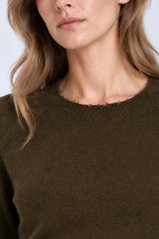Cotton Cashmere Frayed Edge Crew
