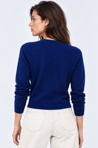 Cotton Cashmere "Nana" Embroidered V Neck Cardigan