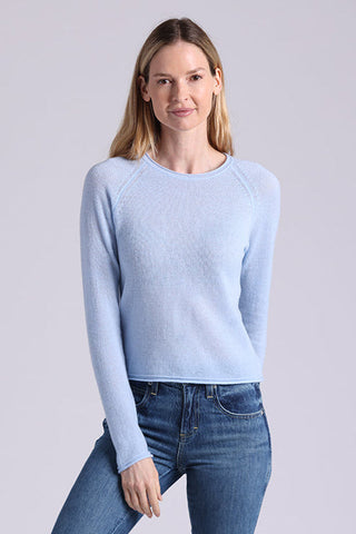 Cashmere Raglan Crew With Rolled Trims