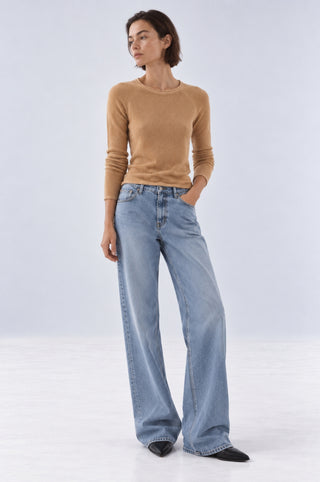 Sheer Luxury Cashmere Raglan Crew with Rolled Trims
