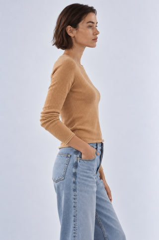 Sheer Luxury Cashmere Raglan Crew with Rolled Trims